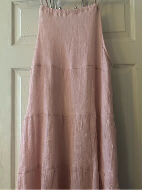 Light Pink Tiered Mini Dress with Spaghetti Straps
